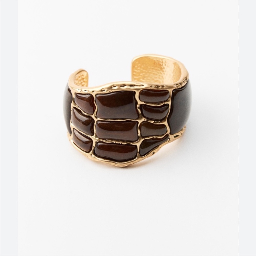 Zara contrast appliqué metal cuff bracelet 1856/334 NWT